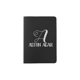 Modern Typography Mint Turquoise Monogram Passport Holder