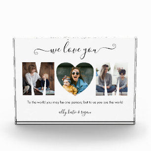 Modern Typography MOM 3 Photo Collage Gift For Mom