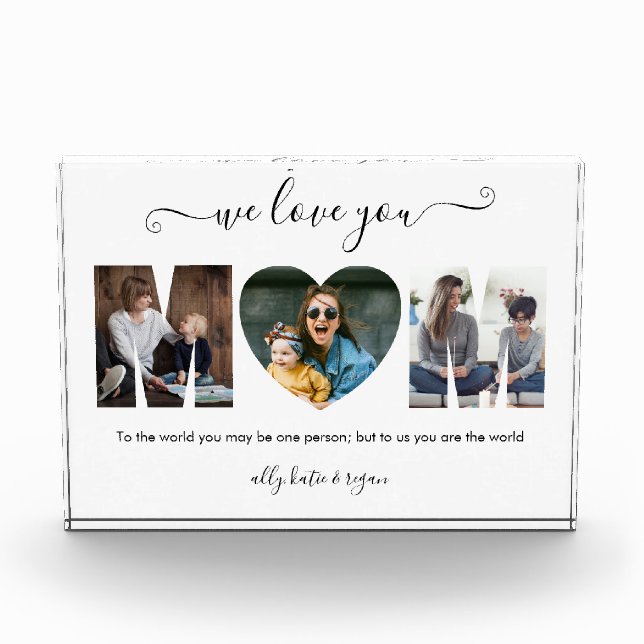 Modern Typography MOM 3 Photo Collage Gift For Mom (Front)