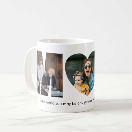 Modern Typography MOM 3 Photo Collage Gift For Mom Coffee Mug