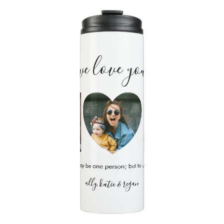 Modern Typography Mom 3 Photo Collage Gift For Mom Thermal Tumbler