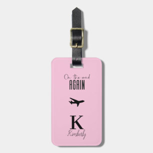 Modern typography monogram and name personalized luggage tag