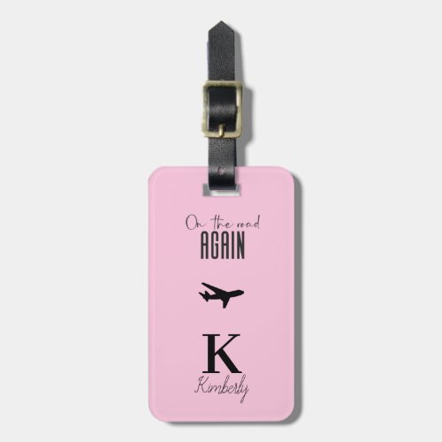 Modern typography monogram and name personalized luggage tag