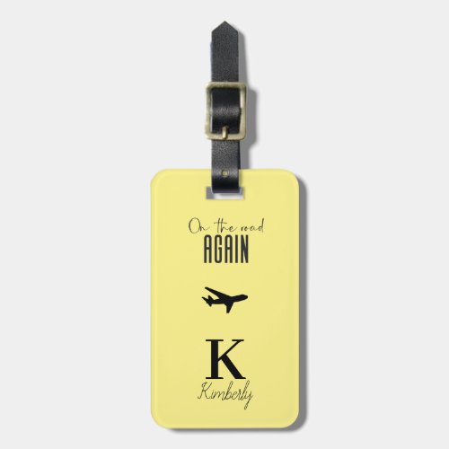 Modern typography monogram and name personalized luggage tag