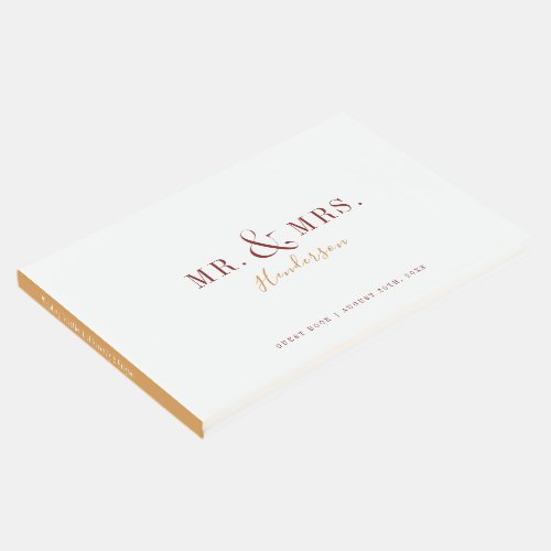 Modern typography Mr and Mrs fall wedding Guest Book