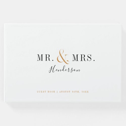 Modern typography Mr and Mrs fall wedding Guest Book