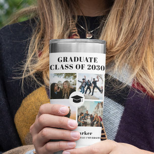 Modern typography multi photo graduate graduation insulated tumbler