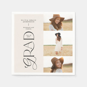 Modern typography multi photo graduate welcome napkins