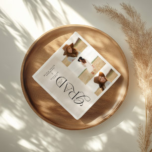 Modern typography multi photo graduate welcome napkins