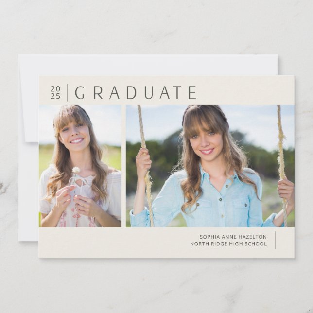 Modern Typography Multi Photo Graduation Party Invitation (Front)