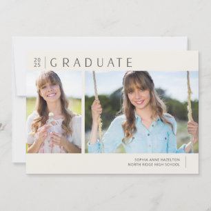Modern Typography Multi Photo Graduation Party Invitation