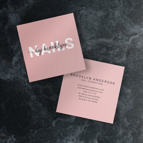Modern Typography Nail Artist  Square Business Card