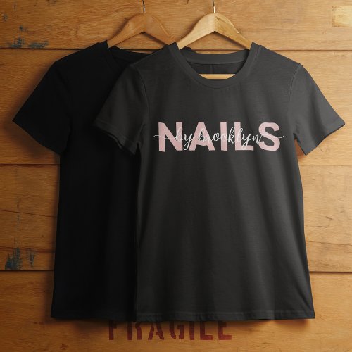 Modern Typography Nail Artist T_Shirt