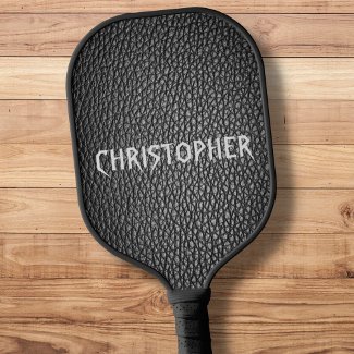 Modern Typography Name Black Leather Grains Print