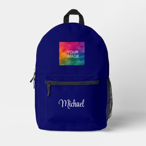 Modern Typography Name Navy Blue Solid Color Best Printed Backpack