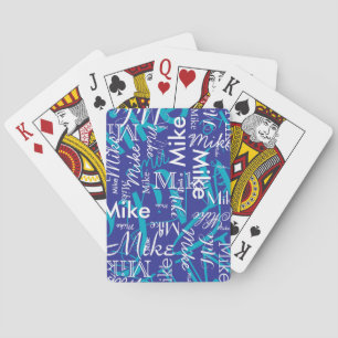 Modern Typography Name Oversized all over blue Poker Cards