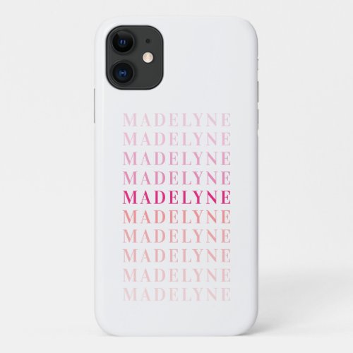 Modern Typography Name Personalized Pink Coral iPhone 11 Case