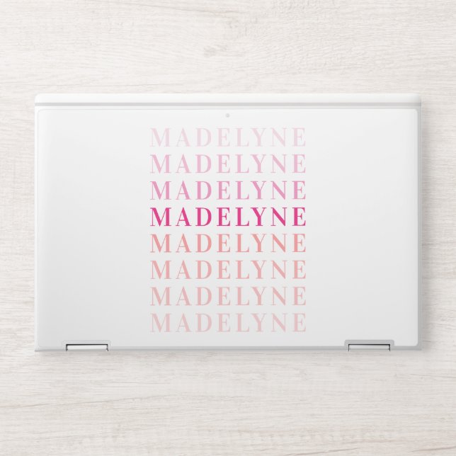 Modern Typography Name Personalized Pink Coral HP Laptop Skin (Front)