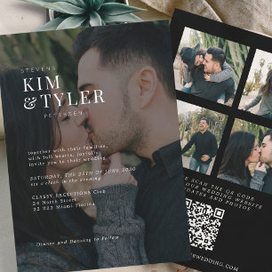 Modern typography names 5 photos QR code wedding Invitation