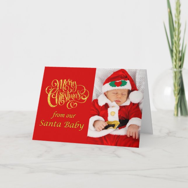 Modern Typography Newbaby Christmas Holiday Photo (Front)