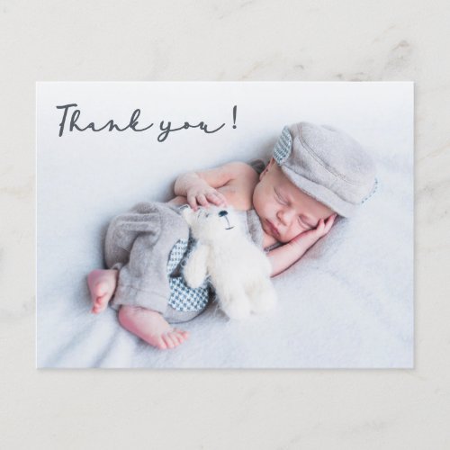 Modern Typography Newborn Baby Photo Thank You  Postcard