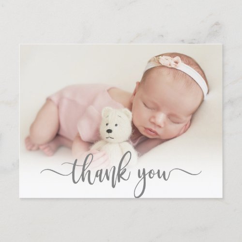 Modern Typography Newborn Baby Photo Thank You  Postcard