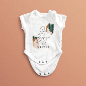 Modern typography Oh baby shower party gift Baby B Bodysuit