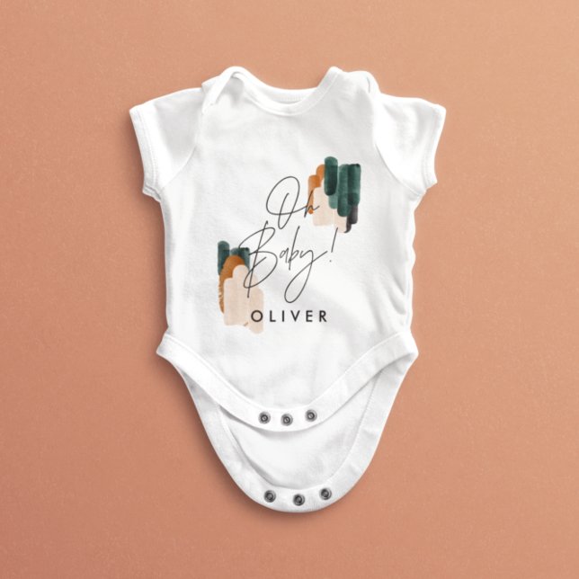 Modern typography Oh baby shower party gift Baby B Bodysuit (Creator Uploaded)