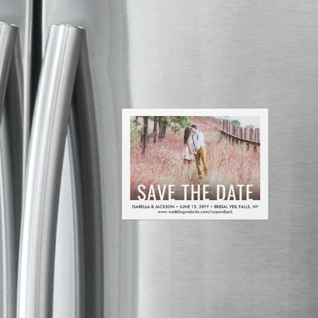 Modern Typography One Photo Wedding Save the Date Magnetic Invitation (Creator Uploaded)
