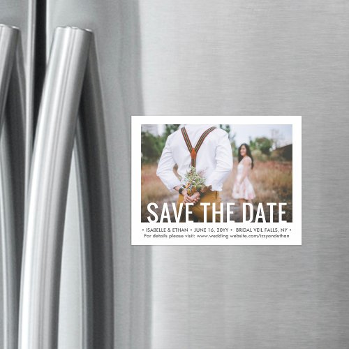 Modern Typography One Photo Wedding Save the Date Magnetic Invitation