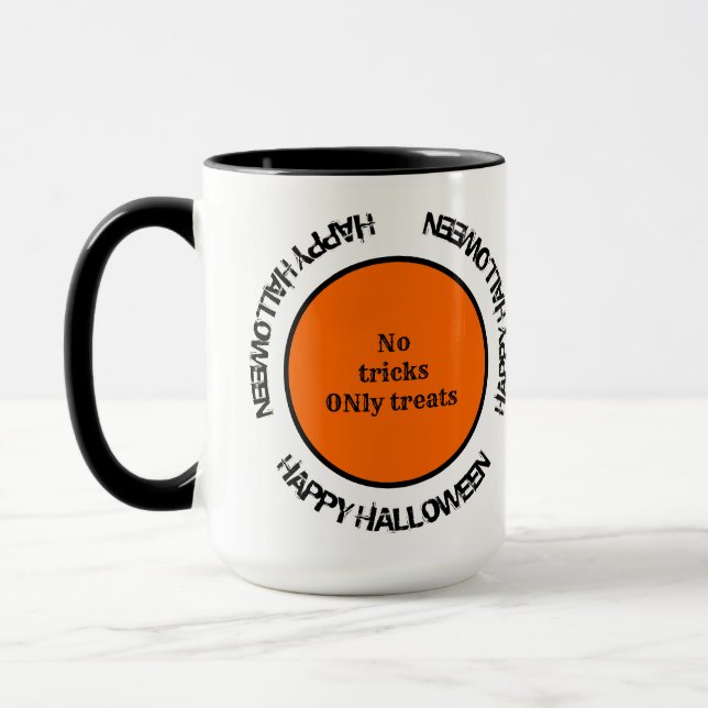  Modern Typography Orange Black Happy Halloween Mug (Left)