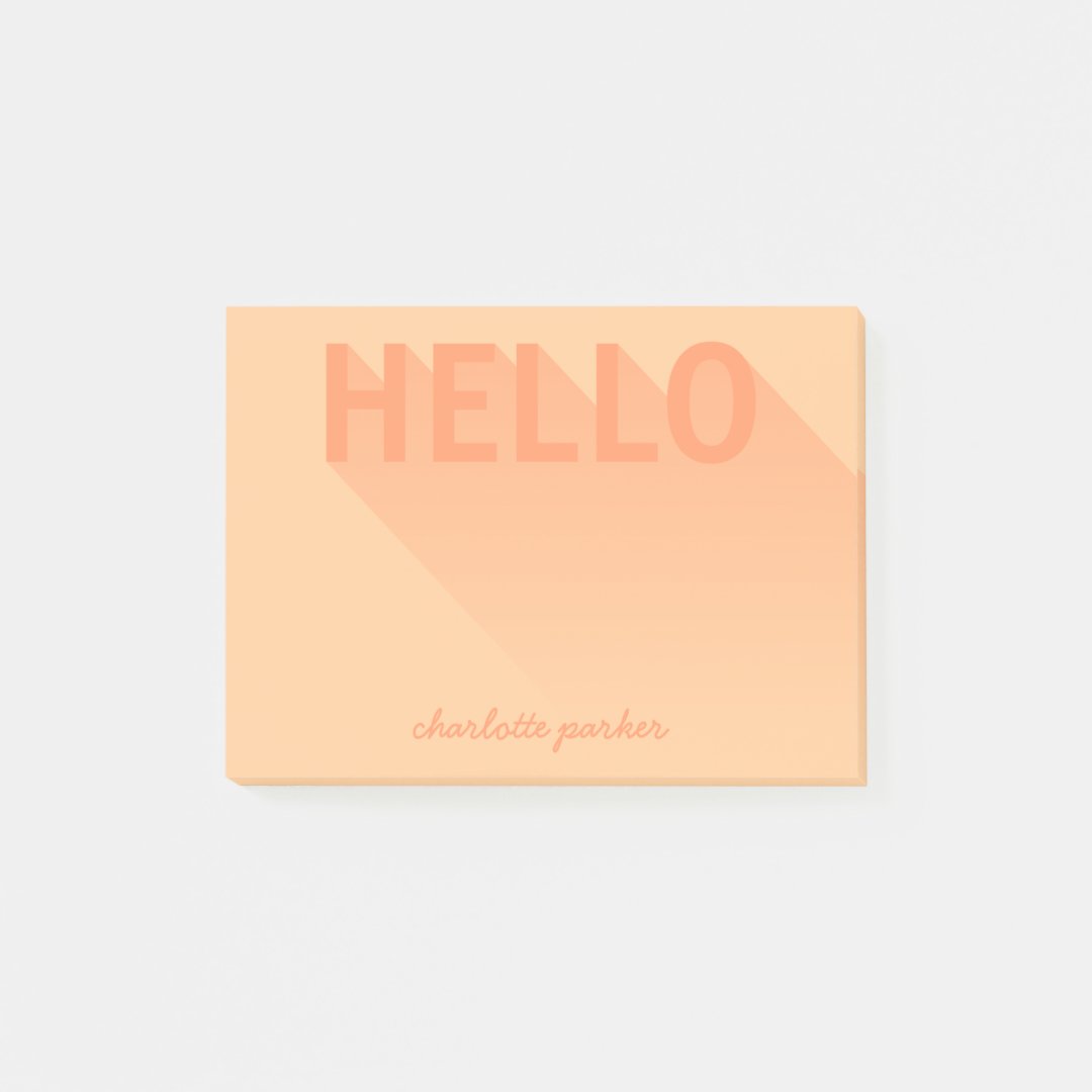 Modern Typography Orange Hello Post-it Notes | Zazzle