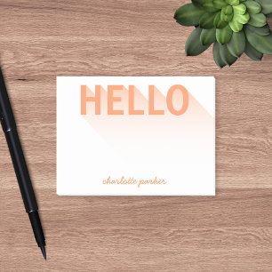 Modern Typography Orange Hello Post-it Notes