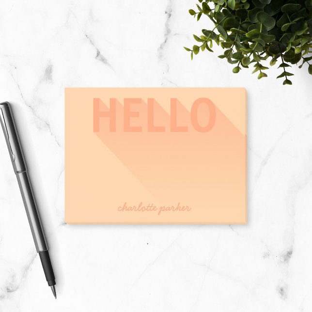 Modern Typography Orange Hello Post-it Notes (Creator Uploaded)