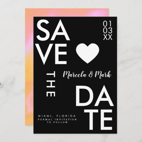 Modern Typography Orange Pink Save The Dates Card