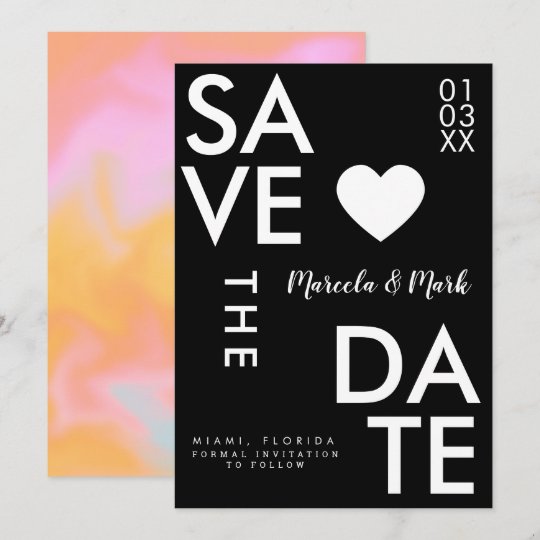Modern Typography Orange Pink Save The Dates Card | Zazzle.com