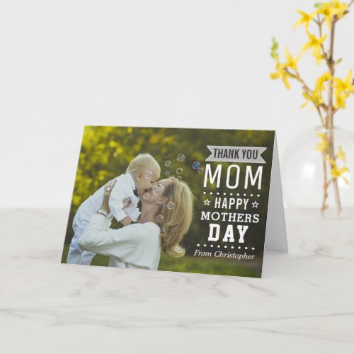 Modern Typography Overlay Happy Mothers Day Photo Card