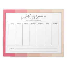 Modern typography pastel stripes weekly planner notepad