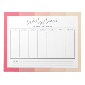 Modern typography pastel stripes weekly planner notepad