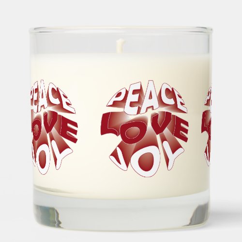 Modern typography peace love joy holiday scented candle
