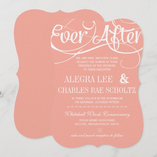Modern Typography Peach Ever After Chalkboard Personalized Invitation