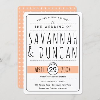 Modern Typography Peach Fuzz Wedding Rounded Invitation by weddings_ at Zazzle