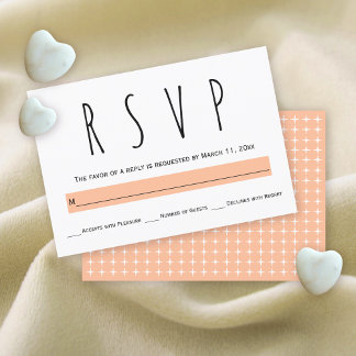 Modern typography peach wedding  RSVP card