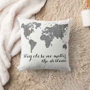 Modern typography personalised quote world map  throw pillow