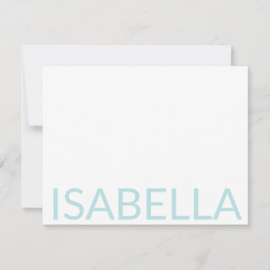 Modern Typography Personalized Blue Name Note Card