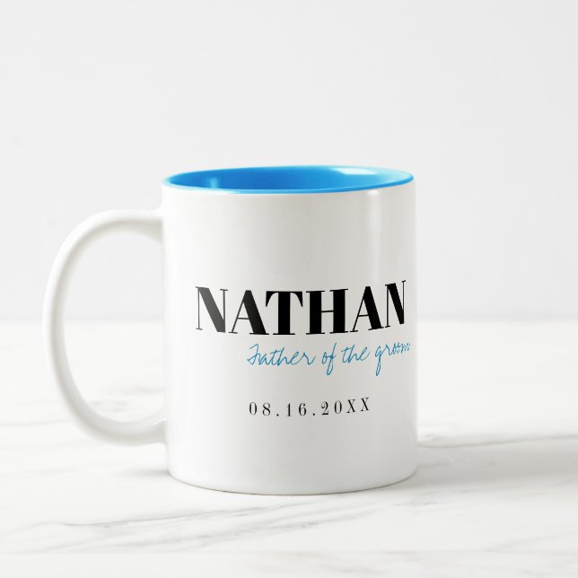 Modern Typography Personalized Father Of The Groom Two-Tone Coffee Mug (Left)