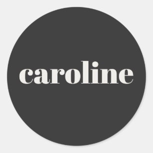Modern Typography Personalized Name Black White Classic Round Sticker