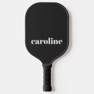 Modern Typography Personalized Name Black White Pickleball Paddle