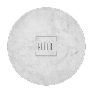 Modern Typography Personalized Name Grey Marble Cutting Board