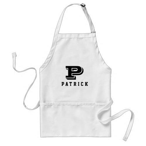 Modern typography personalized name monogram BBQ Adult Apron